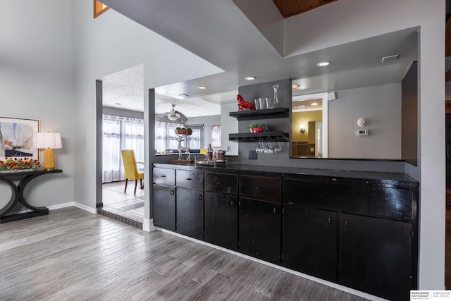 kitchen with light hardwood / wood-style floors