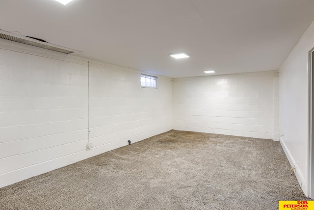 basement with carpet