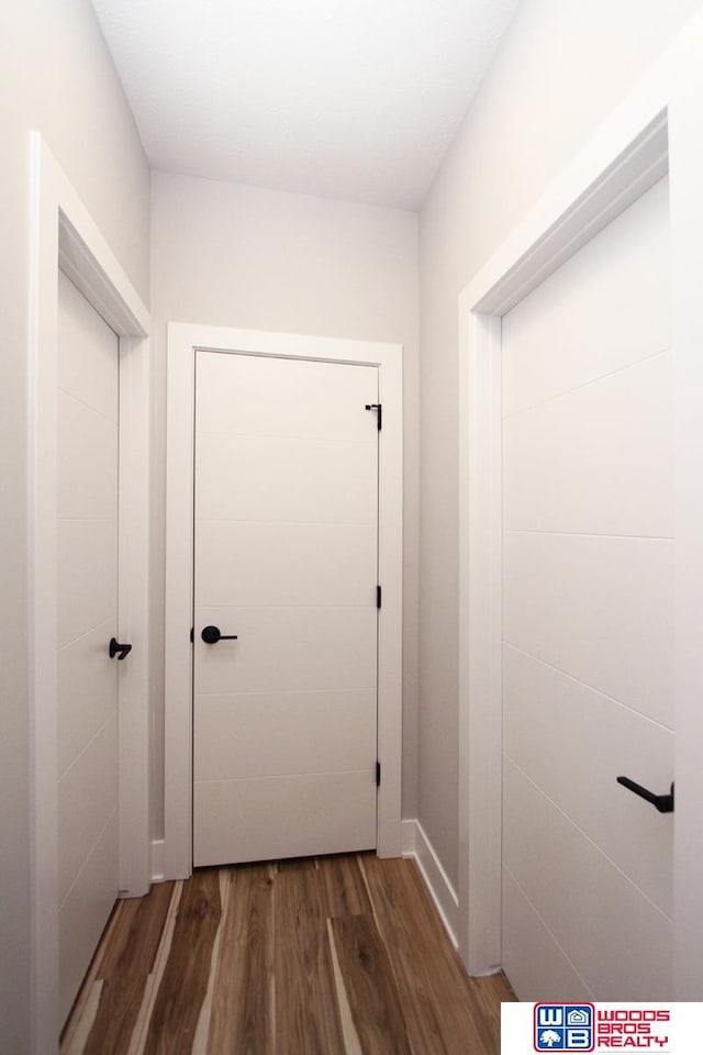 doorway featuring dark hardwood / wood-style flooring