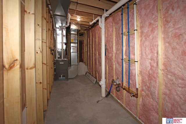 basement with heating unit