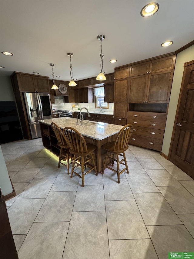 dining space with sink