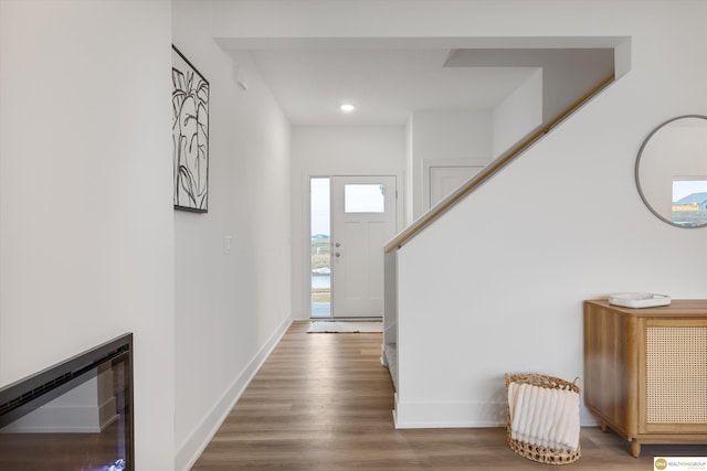 foyer with hardwood / wood-style floors