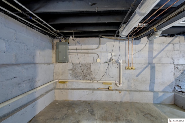 basement with electric panel