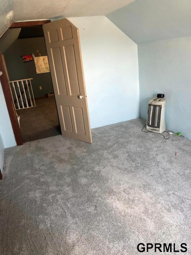 additional living space featuring carpet floors and lofted ceiling