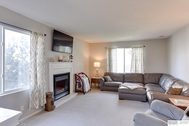 living room featuring carpet floors