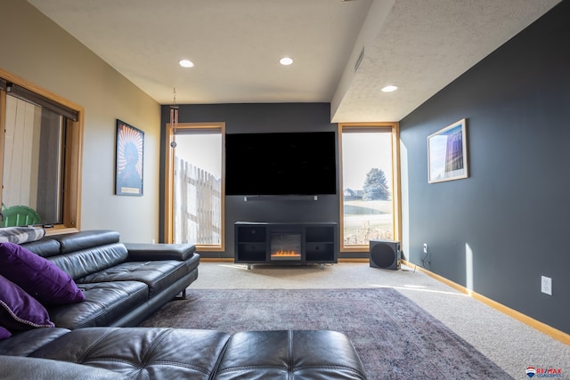 living room featuring carpet floors