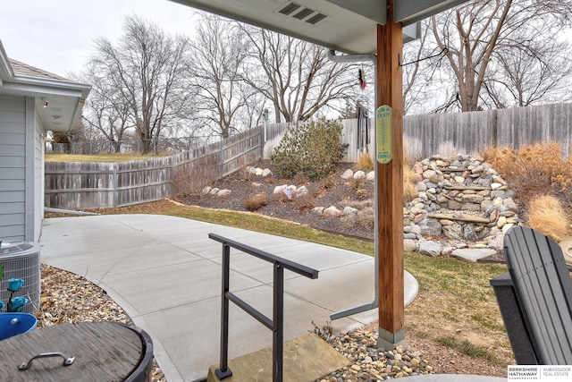 view of patio featuring central AC