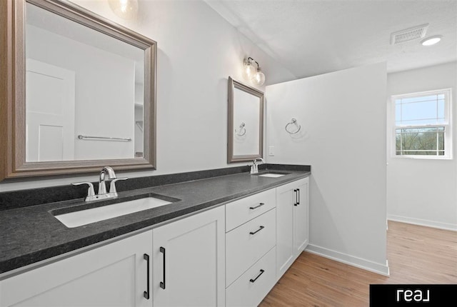 5508 Brook St, Papillion, NE 68133 - full bathroom featuring double vanity, wood finished floors, and baseboards