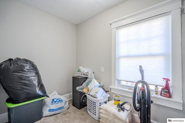 interior space featuring carpet flooring and a healthy amount of sunlight