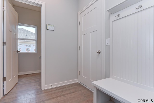 mudroom with light wood-type flooring