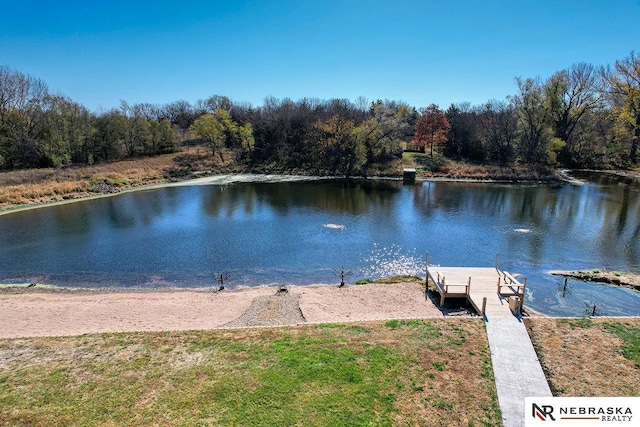 property view of water featuring a dock