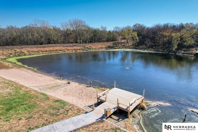 view of dock featuring a water view