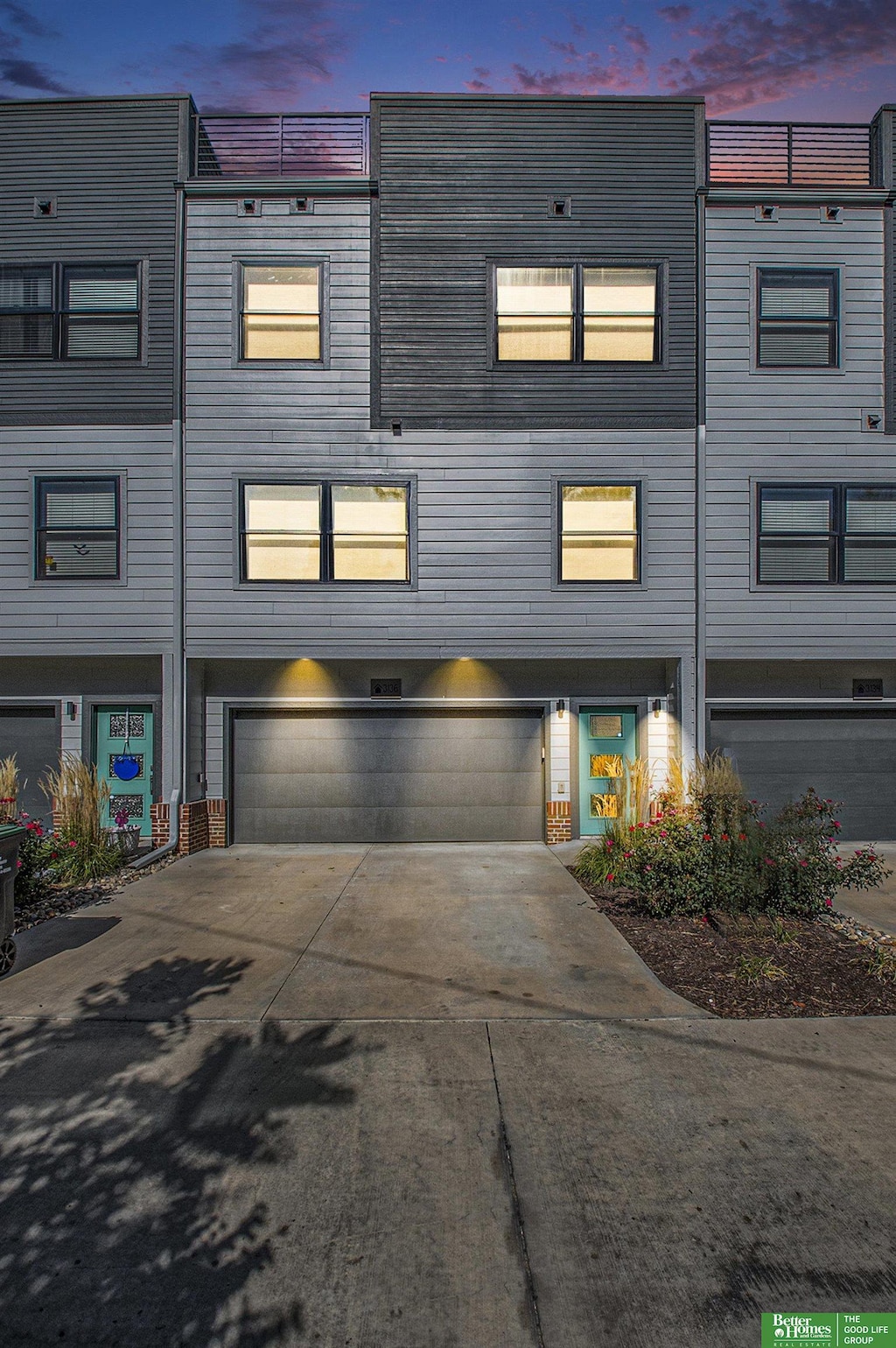 view of property featuring a garage