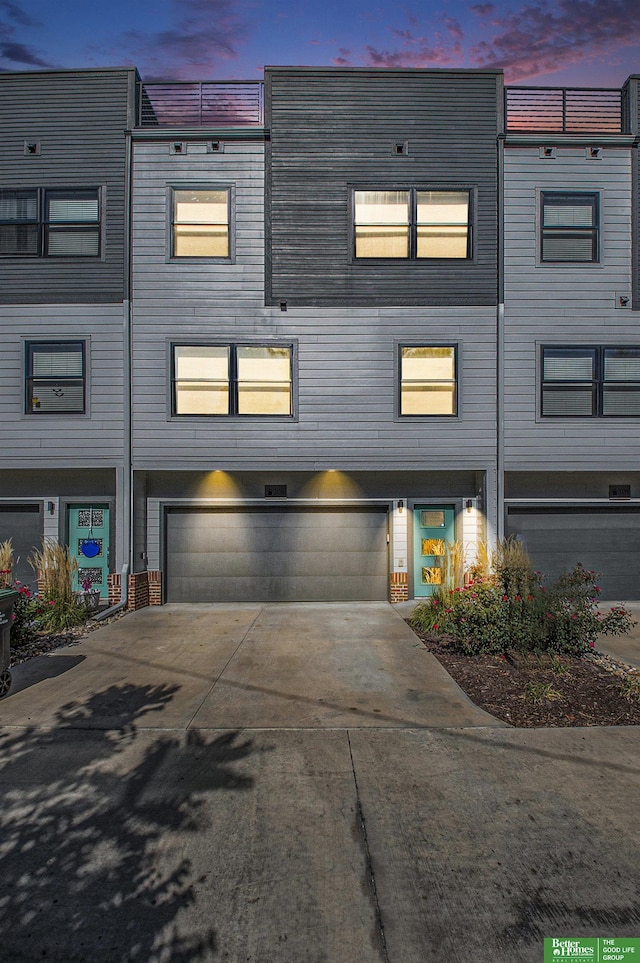 view of property featuring a garage