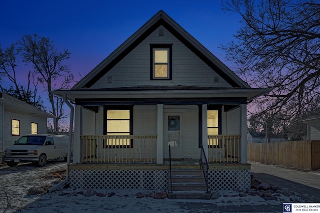 bungalow-style house featuring a porch