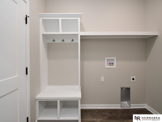 mudroom featuring dark hardwood / wood-style floors