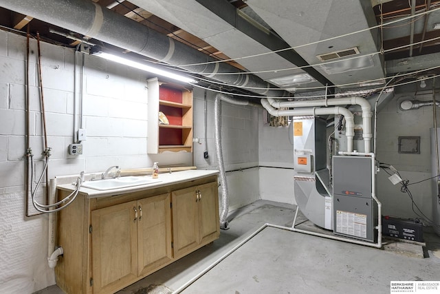 basement featuring sink