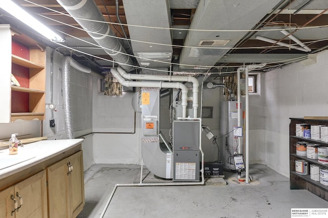 utilities featuring heating unit and water heater