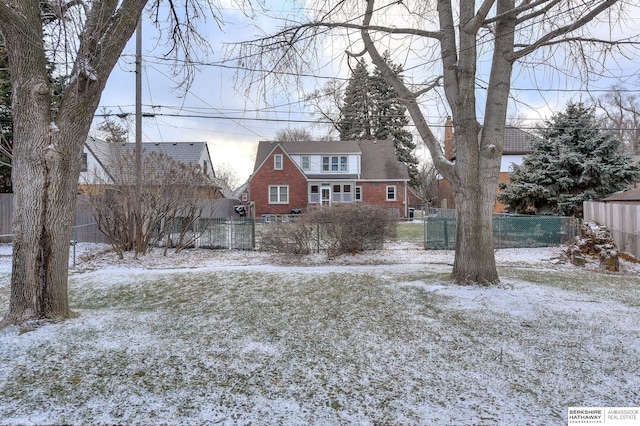 view of yard covered in snow