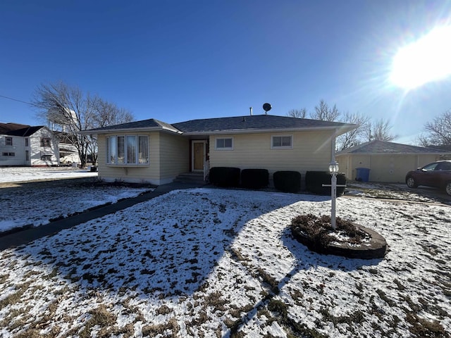 view of snow covered property