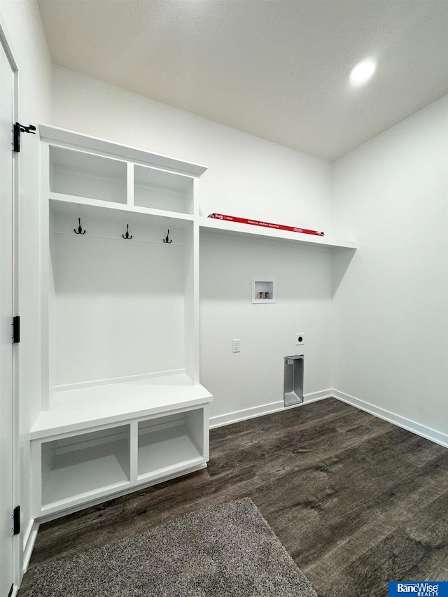 mudroom with dark wood-type flooring