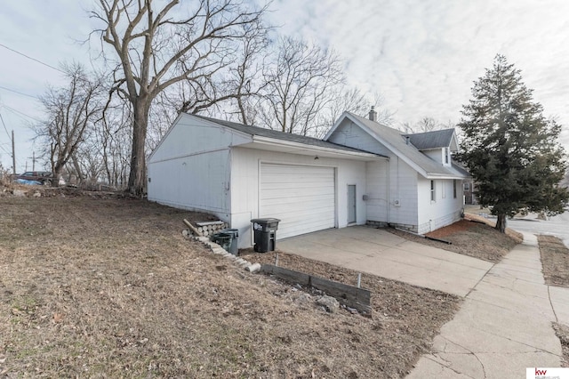 exterior space with a garage