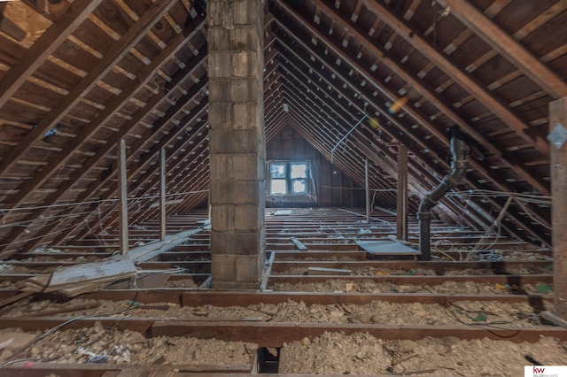 view of unfinished attic