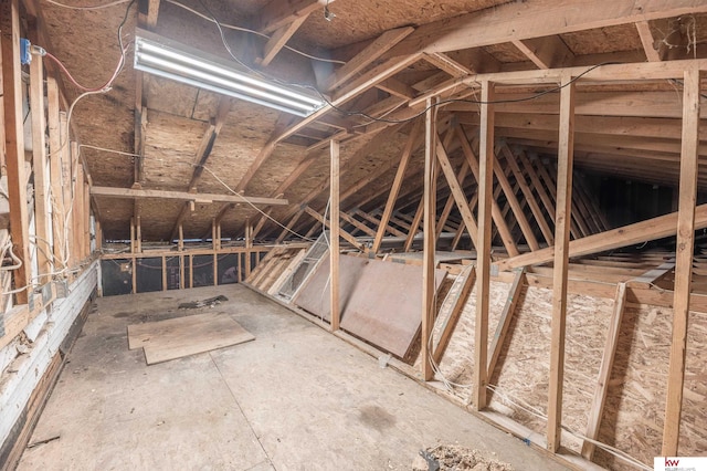 view of unfinished attic