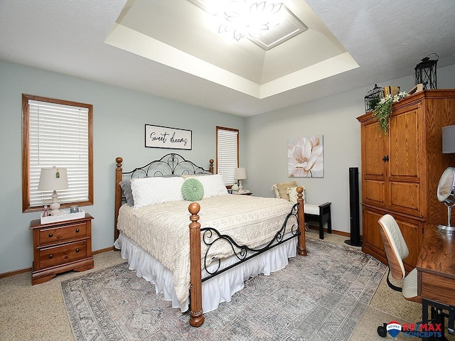 bedroom featuring a tray ceiling