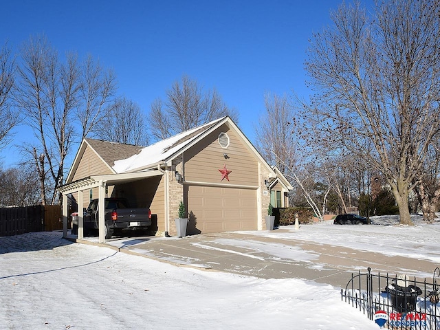 view of snow covered property