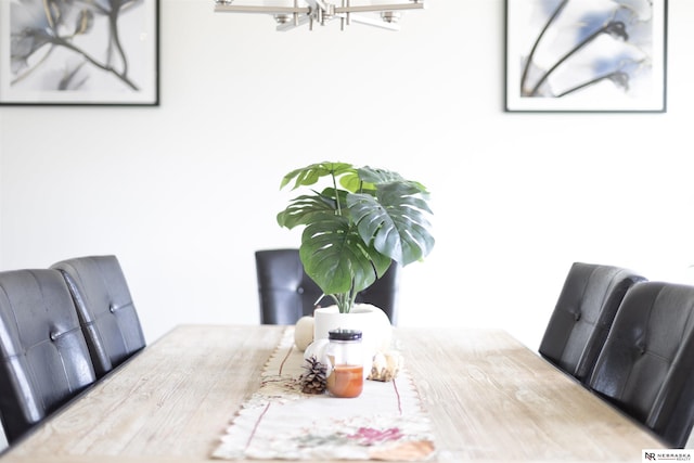 dining room with a chandelier