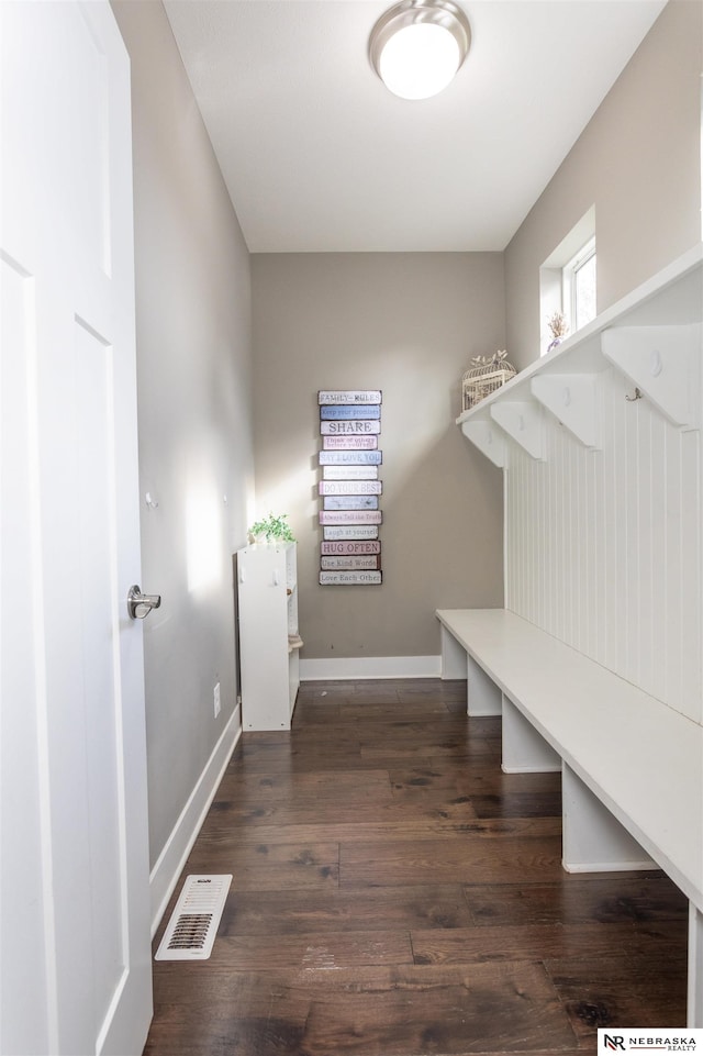 mudroom featuring dark hardwood / wood-style flooring