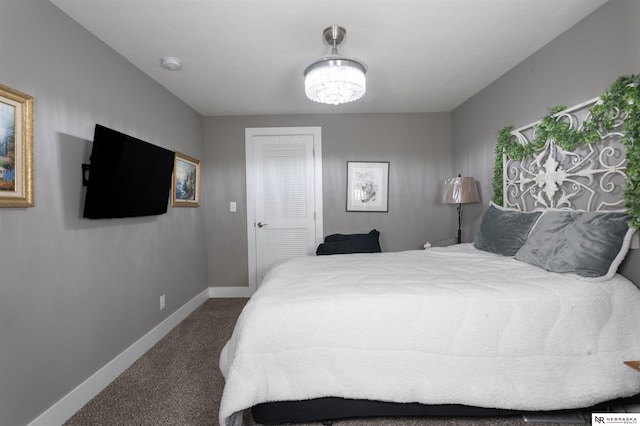 bedroom with a closet and carpet