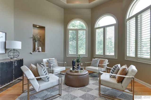 living area with light wood-type flooring