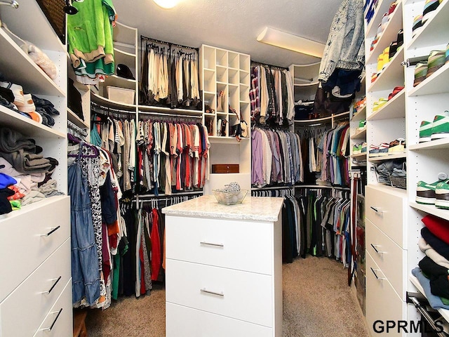 spacious closet featuring carpet floors