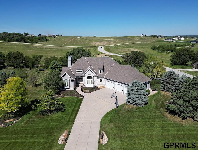 drone / aerial view with a rural view