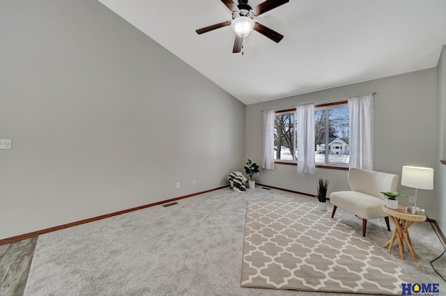 unfurnished room with lofted ceiling and ceiling fan