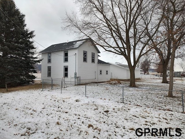 view of snow covered exterior