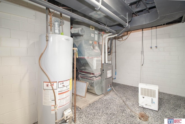 utilities featuring heating unit and water heater