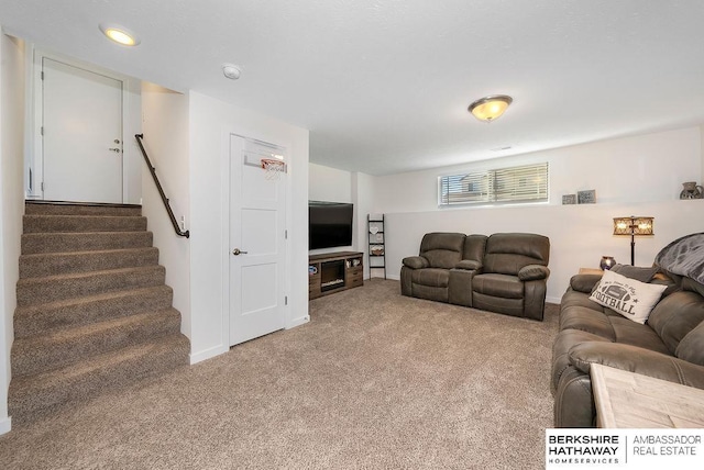 living room with carpet floors