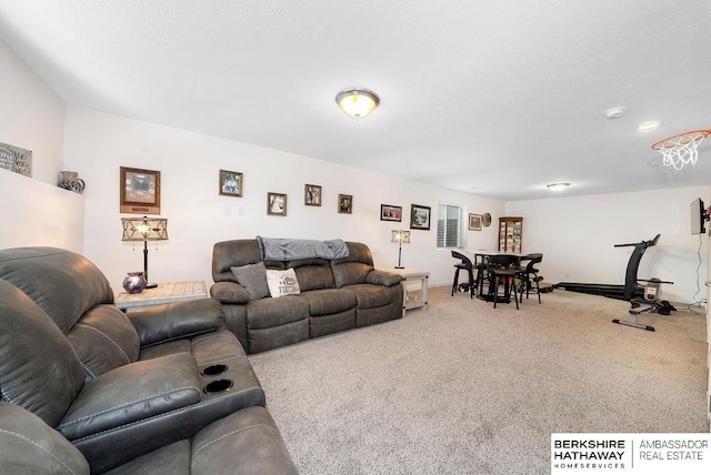 living room featuring carpet floors