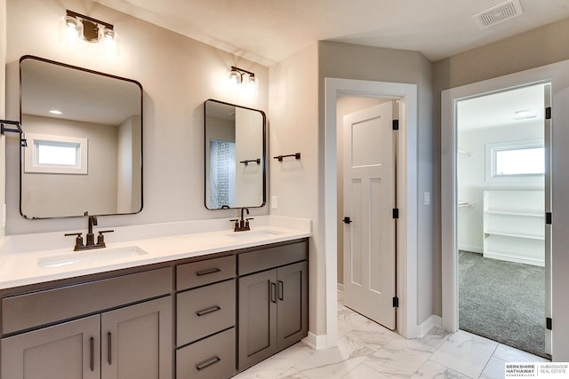 bathroom featuring plenty of natural light and vanity