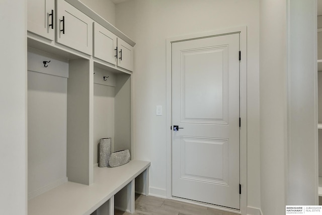 mudroom featuring light wood-type flooring