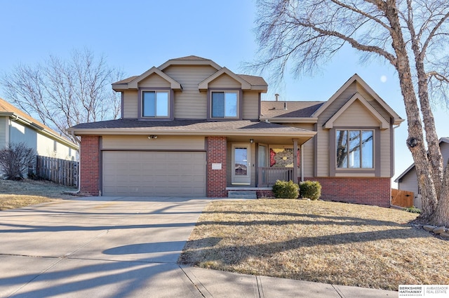 view of front of home with a porch and a garage