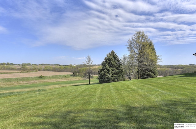 view of yard with a rural view