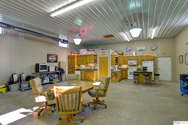 dining space with sink