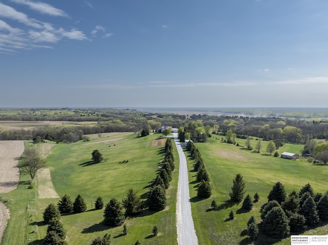 drone / aerial view with a rural view