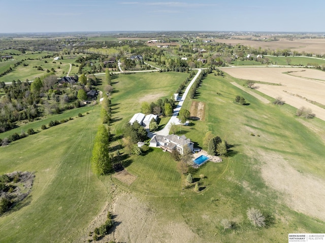 bird's eye view with a rural view