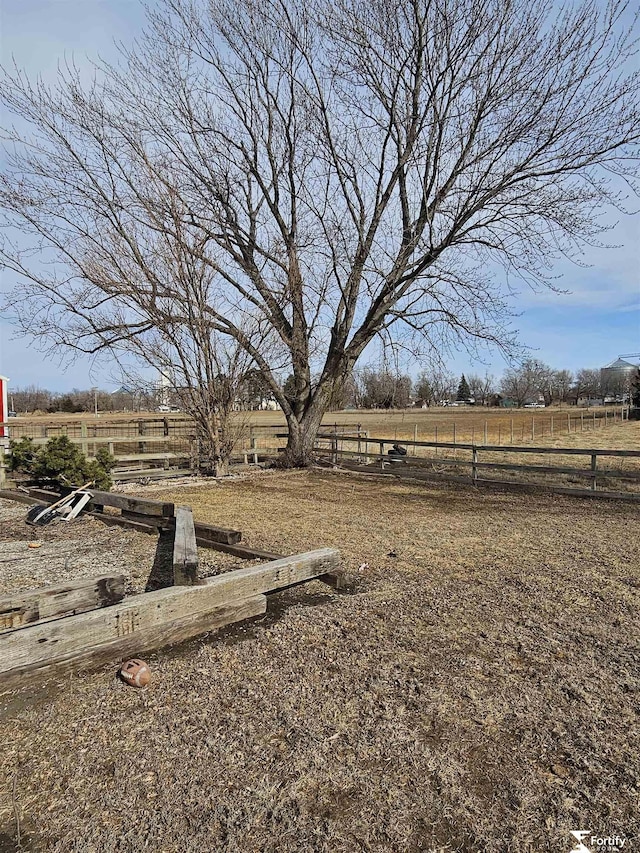 view of yard with a rural view