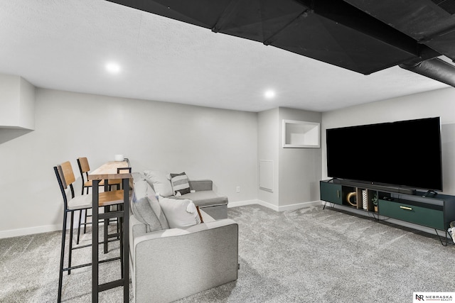 living room featuring carpet floors